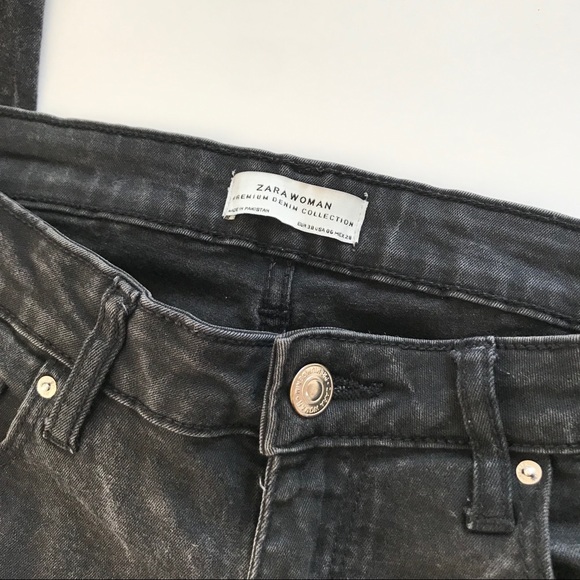 Zara Woman Black Acid Wash Skinny Jeans Size 6 - Picture 3 of 7